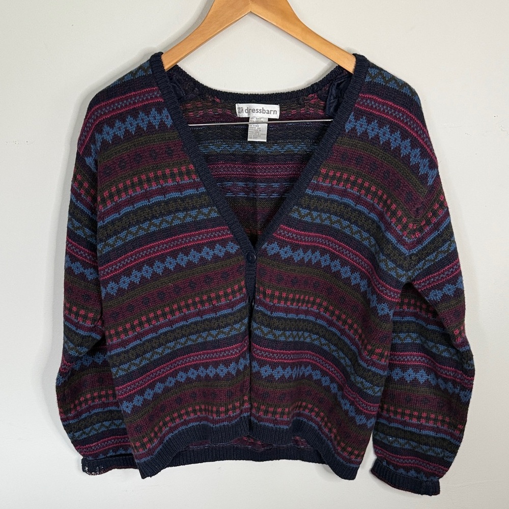 dressbarn Multicolor Striped Cardigan